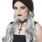 Half Brown Gray Morbid Mistress Wig Two Tone Goth Hipster Vamp Wicked Sorceress