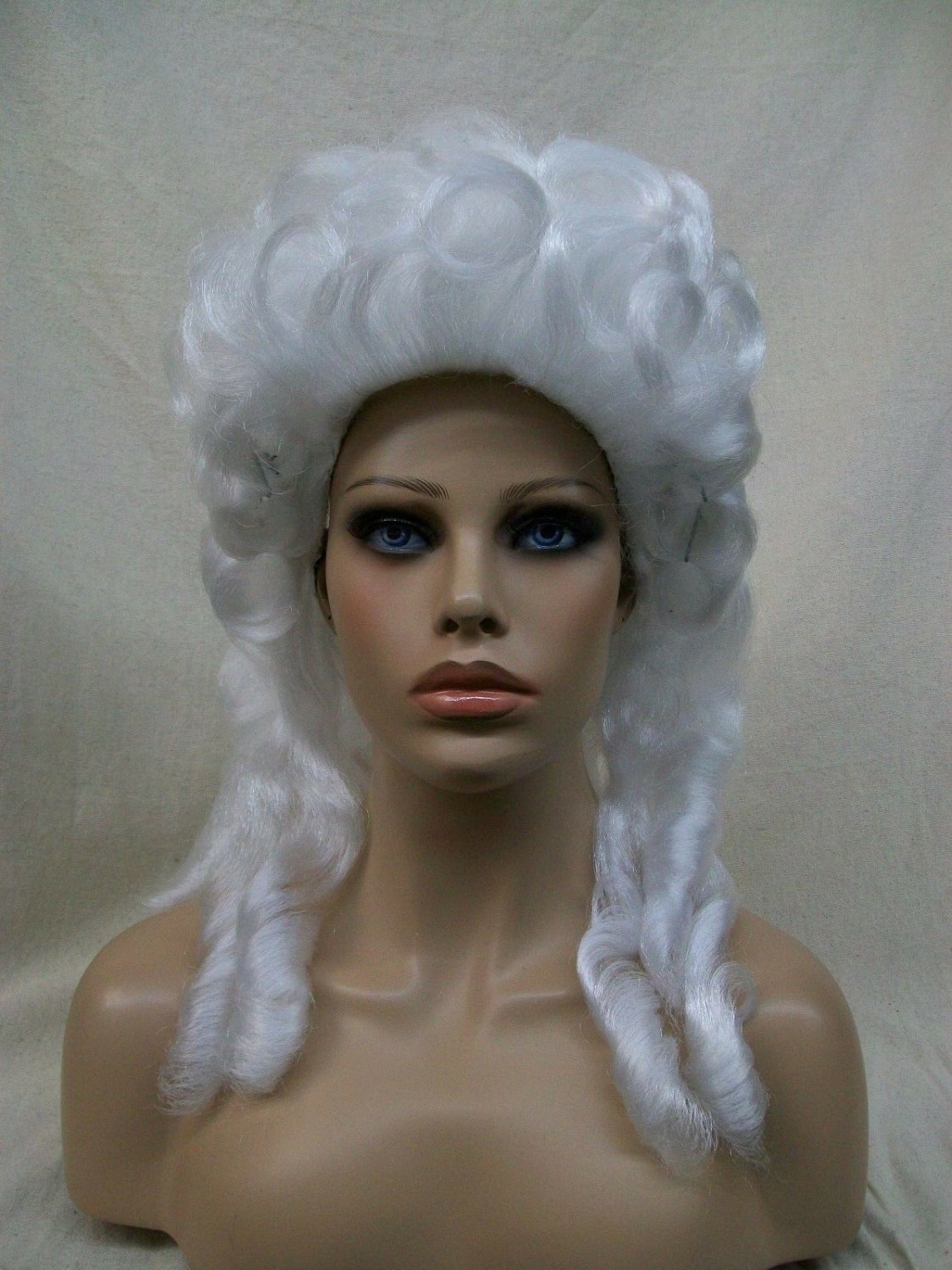 White Baroque Wig Marie Antoinette Colonial Victorian Lady Dame