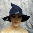 Whimsical Navy Blue Cosplay Witch Hat Unisex Medieval Peasant Renaissance Wizard