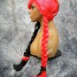 Half Red & Black Schizo Braided Wig Goth Psycho Widows Peak Comic Harley Quinn Split Personality