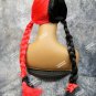 Half Red & Black Schizo Braided Wig Goth Psycho Widows Peak Comic Harley Quinn Split Personality