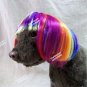 Cute Rainbow Multi Colored Short Bob Dog Costume Wig w/ Bangs Pride Pet Size M/L