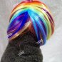 Cute Rainbow Multi Colored Short Bob Dog Costume Wig w/ Bangs Pride Pet Size M/L