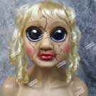 Creepy Doll Costume Mask Sad Sandra Haunted Dirty Cracked Haunted Dolly Ghost