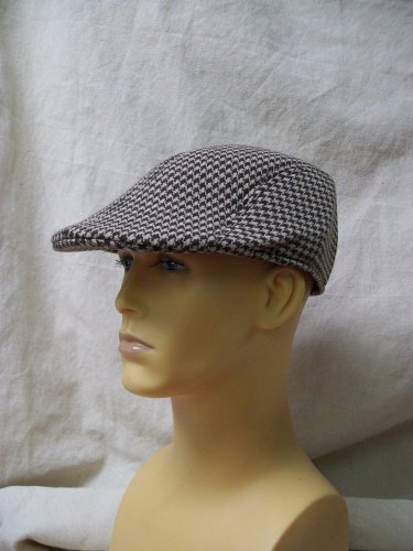 Brown Tan Checkered Cap Hat Houndstooth 20s Newsboy Jasper Horace Cruella Crooks