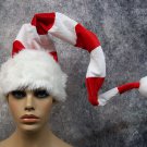 Fun Long Red White Striped Bendable Santa Hat Candy Cane Christmas Elf Mrs Claus