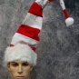 Fun Long Red White Striped Bendable Santa Hat Candy Cane Christmas Elf Mrs Claus