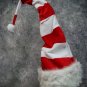 Fun Long Red White Striped Bendable Santa Hat Candy Cane Christmas Elf Mrs Claus