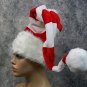 Fun Long Red White Striped Bendable Santa Hat Candy Cane Christmas Elf Mrs Claus