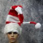 Fun Long Red White Striped Bendable Santa Hat Candy Cane Christmas Elf Mrs Claus