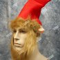 Instant Elf Red Costume Hat w/ Furry Beard Fabric Ears Christmas Santa's Helper