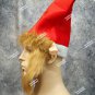 Instant Elf Red Costume Hat w/ Furry Beard Fabric Ears Christmas Santa's Helper
