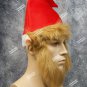 Instant Elf Red Costume Hat w/ Furry Beard Fabric Ears Christmas Santa's Helper