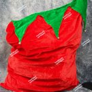 Red Green Santa Bag w/ Bells Christmas Santa's Toy Sack Claus Costume Prop Elf  30" x 36"