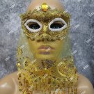 Gold Harem Eye Mask Veil Egyptian Genie Gypsy Fortune Teller Bollywood Bellydancer