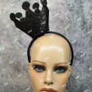 Black Glittery Mini Evil Queen Crown Headband Wicked Gothic Majesty Fancy Dress Black Glittery Mini Evil Queen Crown Headband Wicked Gothic Majesty Fancy Dress