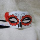 Mexican Day of Dead Costume Mask w/ Rose Masquerade Venetian Dia De Los Muertos