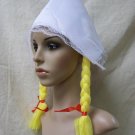 White Oktoberfest Hat w/ Braids Dutch Girl Fräulein Beer Maid German Swiss Miss