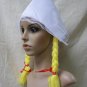 White Oktoberfest Hat w/ Braids Dutch Girl Fräulein Beer Maid German Swiss Miss