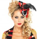 Mini Pirate Pillbox Hat w/ Feather Skull Buccaneer Maiden Sea Captain Wench Lass