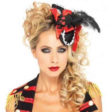 Mini Pirate Pillbox Hat w/ Feather Skull Buccaneer Maiden Sea Captain Wench Lass
