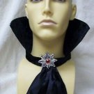 Fancy Gothic Black Vampire Standup Collar Jabot Ascot Count Dracula Steampunk