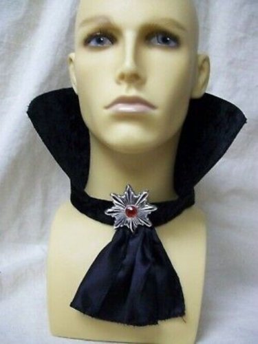 Fancy Gothic Black Vampire Standup Collar Jabot Ascot Count Dracula Steampunk
