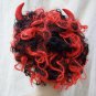 Curly Devil Wig Horns Messy Curls Hot Stuff Demonia Imp Funky Disco Fro Devilish