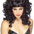 Sexy Black Horned Fabulous Devil Wig Spitfire Seductress Siren Vixen Dominatrix