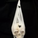 Creepy Skull in Cocoon w/ Spiders & Light up Eyes Halloween Prop Decor Mummified