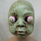 Creepy Baby Doll Face Mask Googly Bulging Eyes Bloody Zombie Haunted Cracked Dolly
