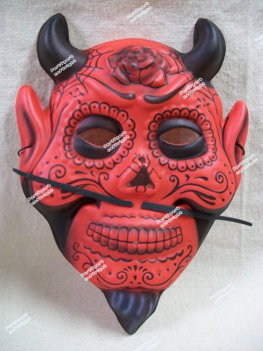 Red Black Foam Devil Costume Mask Day of Dead Masquerade Dia De Los Muertos