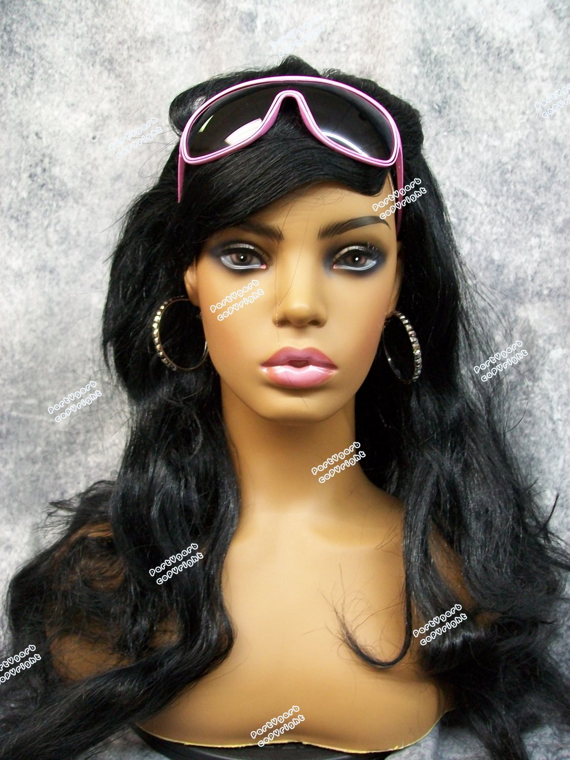 Guidette Costume Kit Wig Glasses Earrings Supermodel Jersey Girl Retro