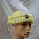 Yellow Genie Hat Headpiece Desert Prince Turban Swami Arabian Aladdin Sultan Persian