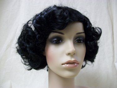 Curly Black Flapper Wig Charleston Jazz Cabaret Roaring 20s Blues Tavern Singer
