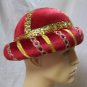 Red Sultan Costume Hat Cap Round Bowl Style Headpiece Desert Sheik Persian Royal