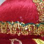 Red Sultan Costume Hat Cap Round Bowl Style Headpiece Desert Sheik Persian Royal