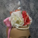 Fancy Unicorn Horn Flower Crown Headband w/ Ears Pearl Strands Fantasy Magical Woodland Princess