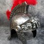 Silver Gladiator Lion Helmet w/ Red Brush Medieval Knight Warrior Soldier Armor Crusader