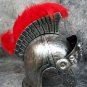 Silver Gladiator Lion Helmet w/ Red Brush Medieval Knight Warrior Soldier Armor Crusader