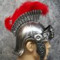 Silver Gladiator Lion Helmet w/ Red Brush Medieval Knight Warrior Soldier Armor Crusader