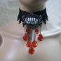 Gothic Black Vampire Choker Collar Fang Medallion Pin Victorian Steampunk Madame