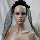 Black Gothic Baroque Tiara Headband Veil Bride Widow Day of Dead Vampire Madame Black Gothic Baroque Tiara Headband Veil Bride Widow Day of Dead Vampire Madame
