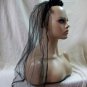 Black Gothic Baroque Tiara Headband Veil Bride Widow Day of Dead Vampire Madame