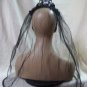 Black Gothic Baroque Tiara Headband Veil Bride Widow Day of Dead Vampire Madame