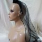 Black Gothic Baroque Tiara Headband Veil Bride Widow Day of Dead Vampire Madame