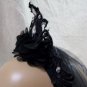 Black Gothic Baroque Tiara Headband Veil Bride Widow Day of Dead Vampire Madame