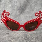 Red Dame Costume Glasses Retro Cat Eye Edna Face Furniture 60's Red Dame Costume Glasses Retro Cat Eye Edna Face Furniture 60's