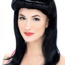 Black Pin Up Girl Wig 40s Glam Vintage WWII Era 50s Housewife Rolled Curl Rosie