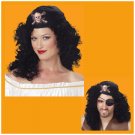 Unisex Pirate Wig attached Jolly Roger Scarf & Eye Patch Wench Blackheart Gypsy